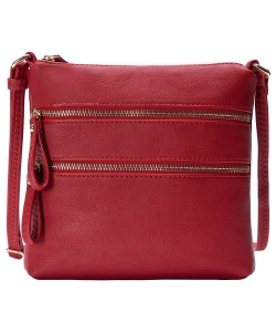Multi Zip Pocket Crossbody Bag WU085 RED